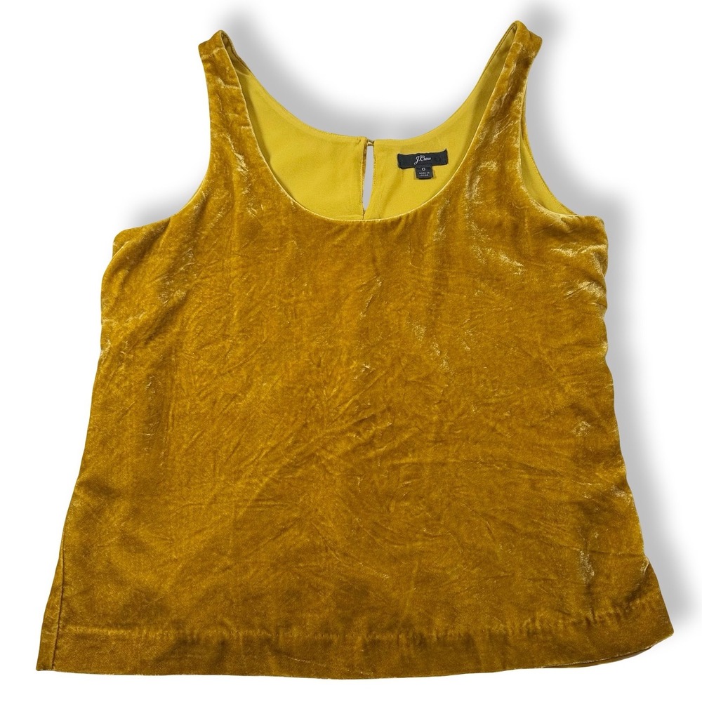 J.Crew Chartreuse Yellow Velvet Scoop Neck Sleeveless Top Womens Size 0